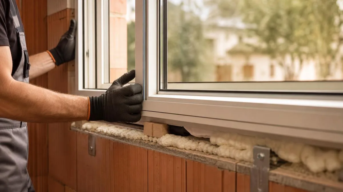 Instalación de ventana con doble acristalamiento