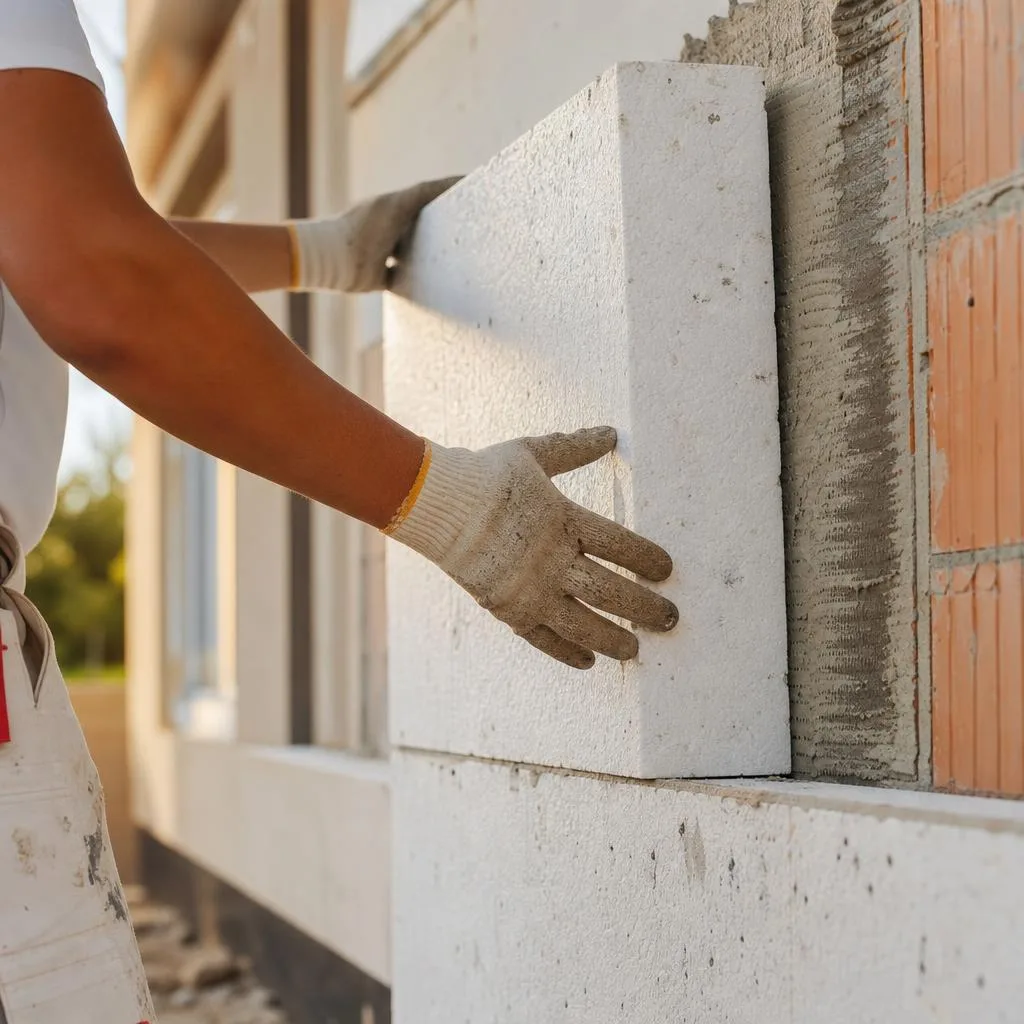 Instalación de aislamiento térmico en una fachada