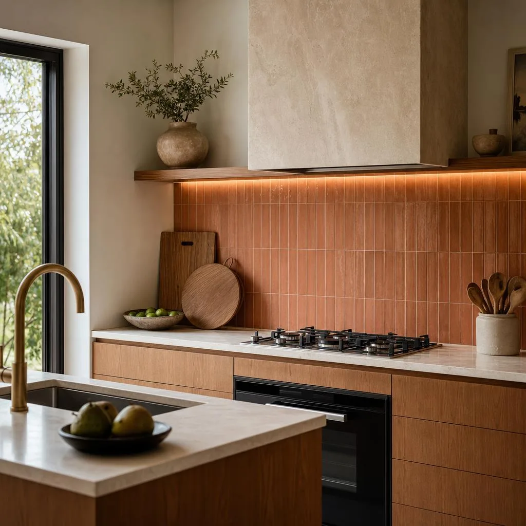 Cocina moderna reformada con encimera de piedra